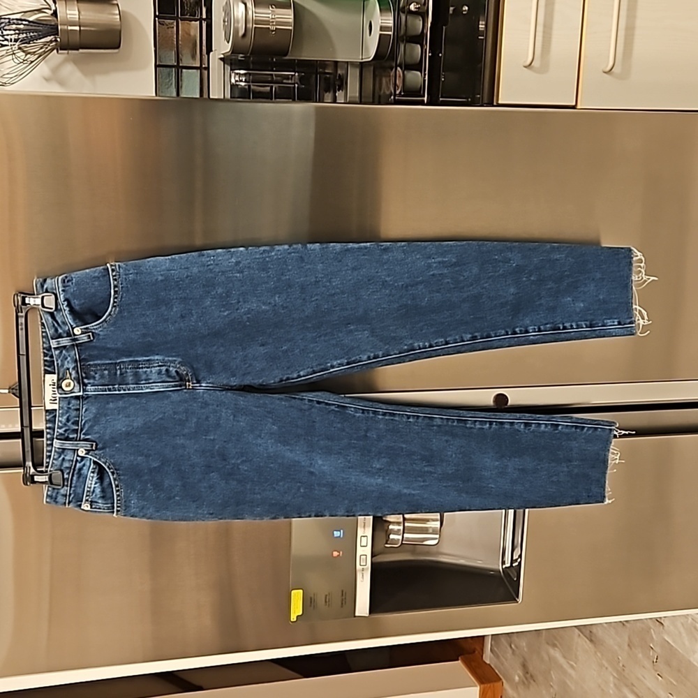 💕ROUJE💕 Raw Hem High Rise Button Fly Ankle Jeans ~ Blue 27